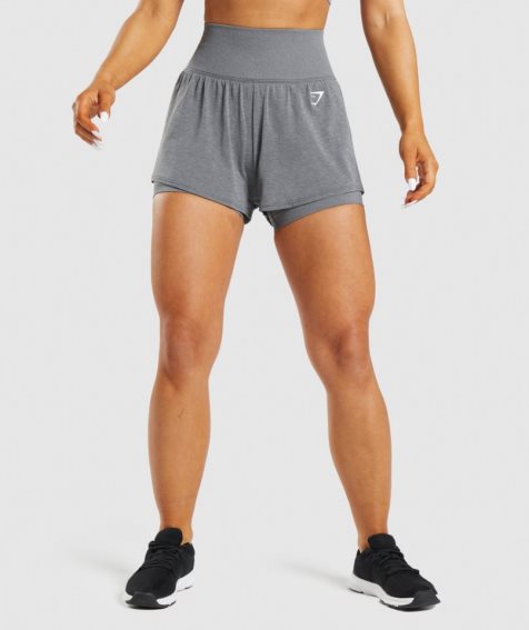 Gymshark Vital Seamless 2.0 2-in-1 Kurze Hose Damen Grau | 68493LWMI