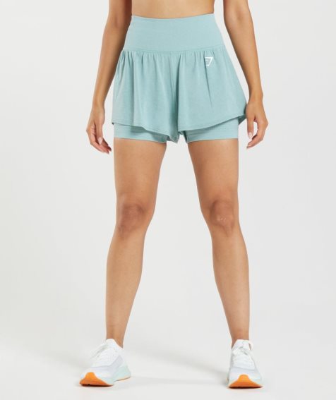 Gymshark Vital Seamless 2.0 2-in-1 Kurze Hose Damen Hellblau | 75418GZWC