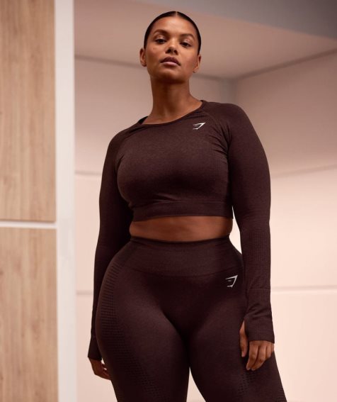 Gymshark Vital Seamless 2.0 Kurz Geschnittene Oberteile Damen Schokolade | 60182ONEC