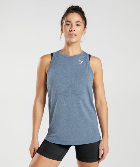 Gymshark Vital Seamless 2.0 Light Muskelshirt Damen Blau | 36570RNFQ