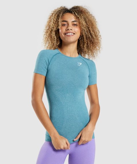 Gymshark Vital Seamless 2.0 T-shirts Damen Türkis | 32761UQCP