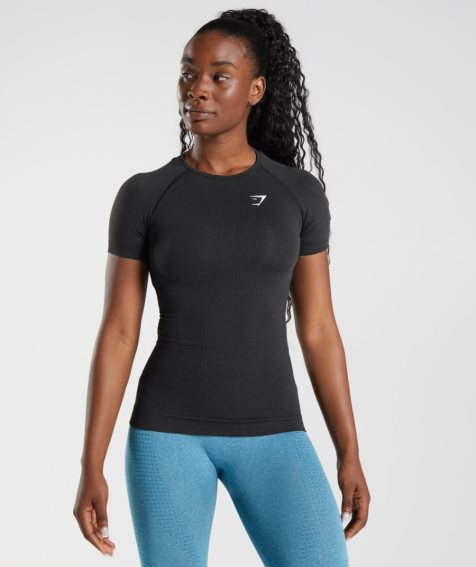 Gymshark Vital Seamless 2.0 T-shirts Damen Schwarz | 87052BCZA