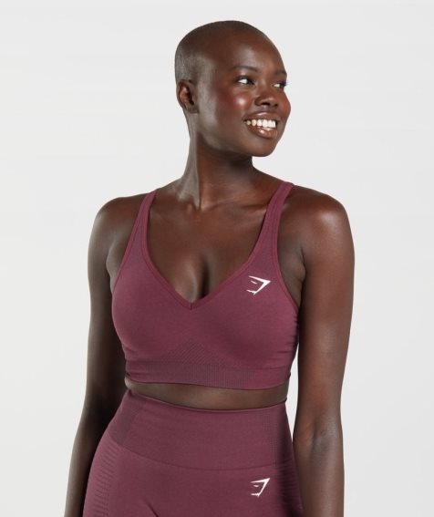 Gymshark Vital Seamless 2.0 V Neck Sport Bh Damen Bordeaux | 04356UWLQ