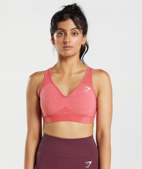 Gymshark Vital Seamless 2.0 V Neck Sport Bh Damen Rosa | 37248NFXI