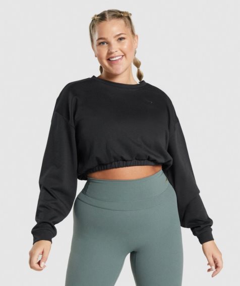 Gymshark Whitney Cropped Sweatshirts Damen Schwarz | 09824EGZT