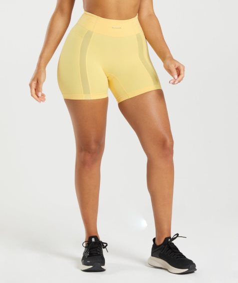 Gymshark Whitney Mesh Kurze Hose Damen Gelb | 92645BQUI