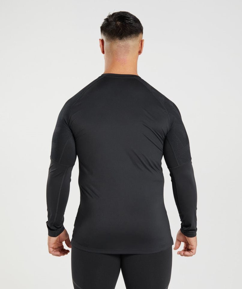 Gymshark 315 Long Sleeve T-shirts Herren Schwarz | 12689WFTN