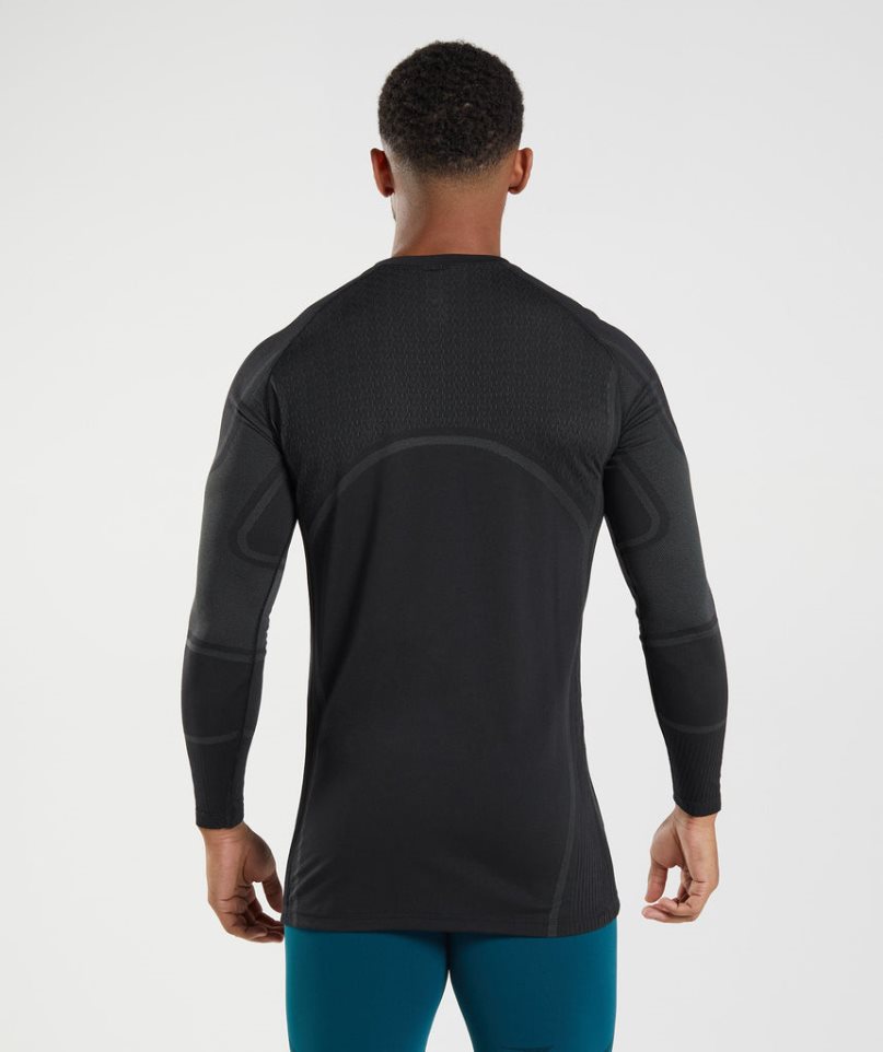 Gymshark 315 Long Sleeve T-shirts Herren Schwarz | 42158MNXV