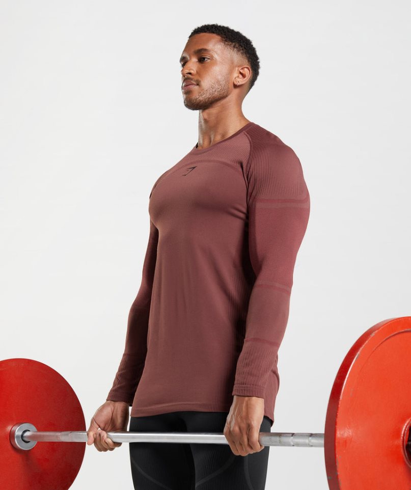 Gymshark 315 Long Sleeve T-shirts Herren Braun | 80259EPOL