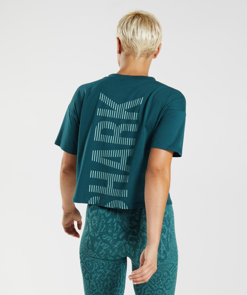 Gymshark 315 Midi T-shirts Damen Türkis | 53976IOLJ