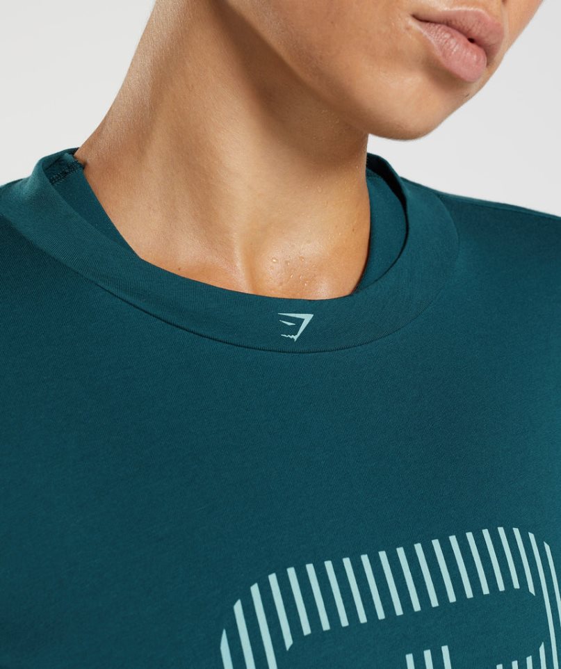 Gymshark 315 Midi T-shirts Damen Türkis | 53976IOLJ