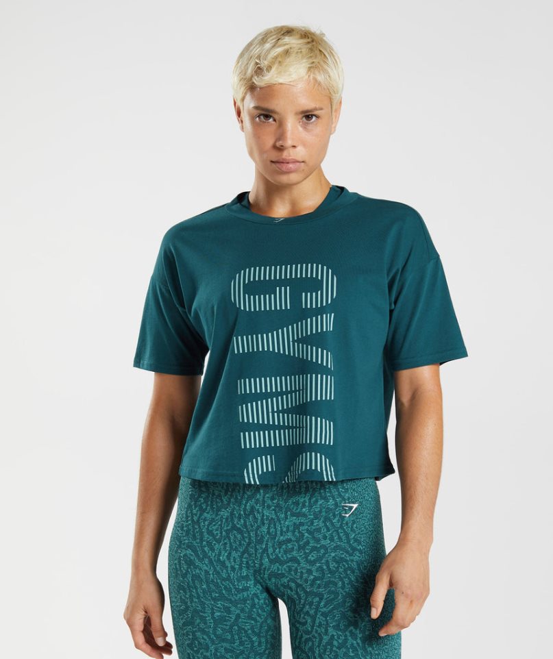 Gymshark 315 Midi T-shirts Damen Türkis | 53976IOLJ