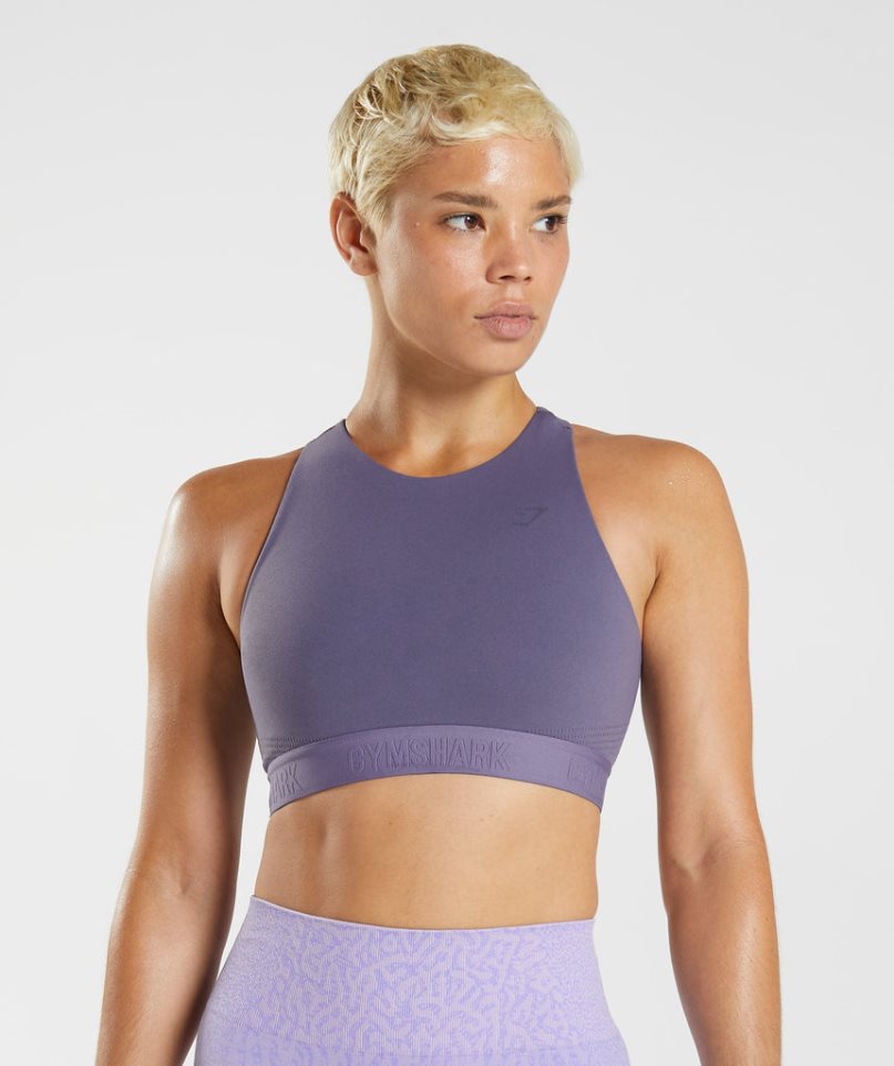 Gymshark 315 Performance High Neck Sport Bh Damen Lila | 19632ESJQ