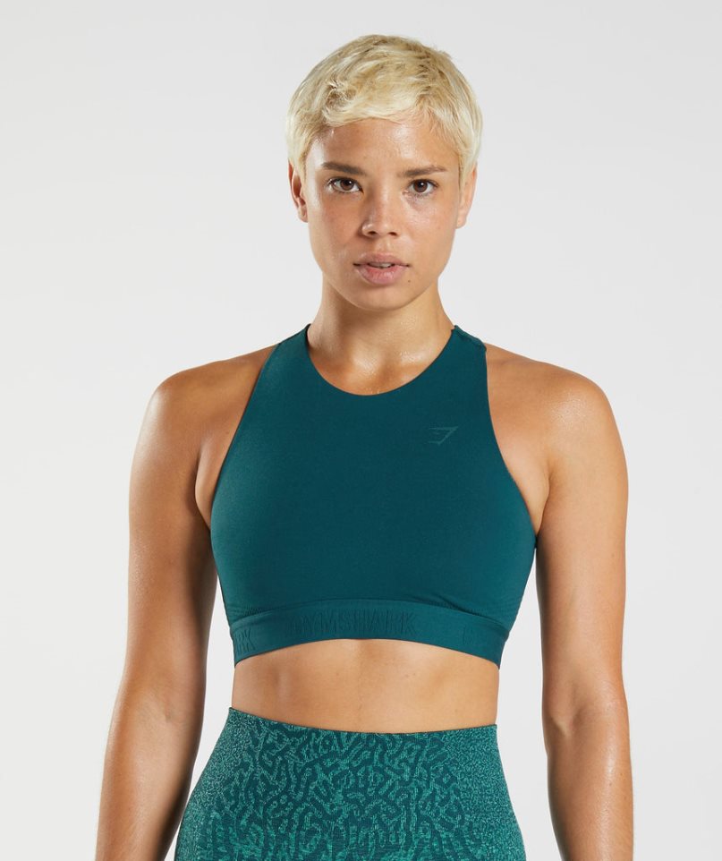 Gymshark 315 Performance High Neck Sport Bh Damen Türkis | 38695EHTO