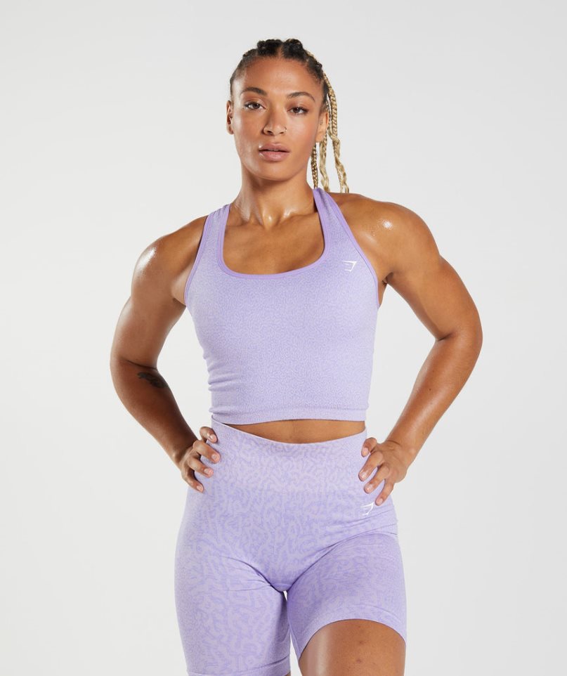 Gymshark Adapt Animal Seamless Crop Muskelshirt Damen Lila | 60745WUJD