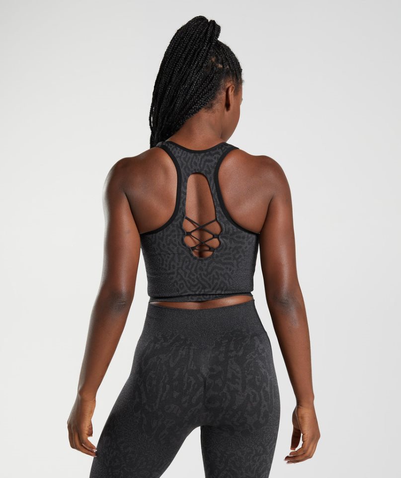 Gymshark Adapt Animal Seamless Crop Muskelshirt Damen Schwarz | 65082DTVM