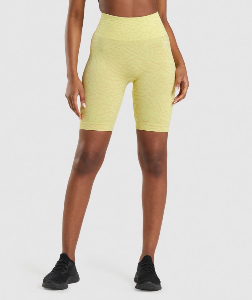 Gymshark Adapt Animal Seamless Cycling Kurze Hose Damen Gelb | 39042ZELJ