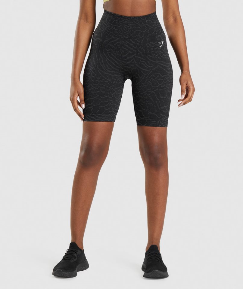 Gymshark Adapt Animal Seamless Cycling Kurze Hose Damen Schwarz | 65279NGBC