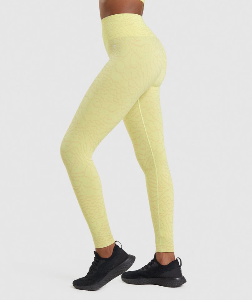 Gymshark Adapt Animal Seamless Leggings Damen Gelb | 10674JHGY