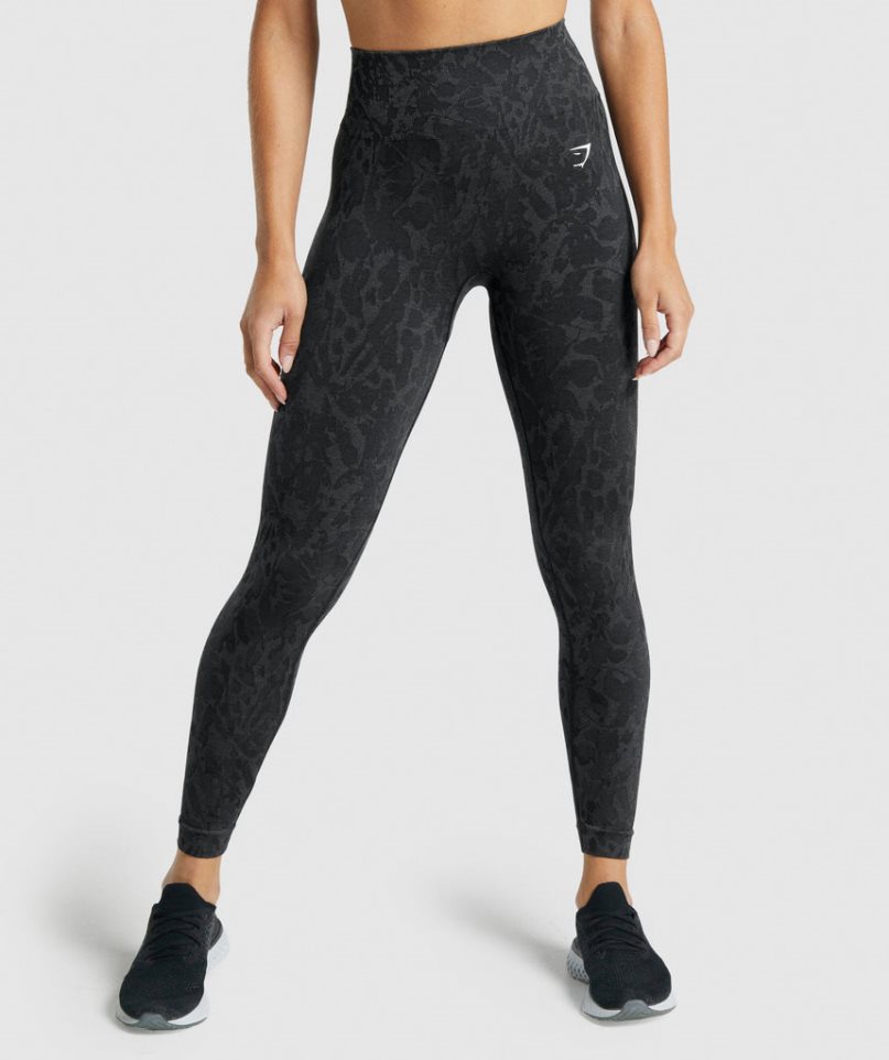 Gymshark Adapt Animal Seamless Leggings Damen Schwarz | 16309ZNSF