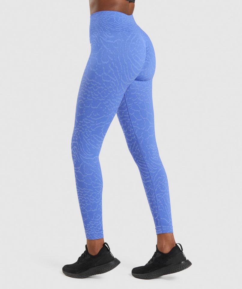 Gymshark Adapt Animal Seamless Leggings Damen Blau | 25104PRCT