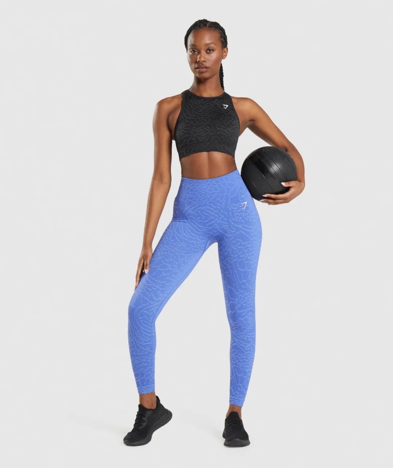 Gymshark Adapt Animal Seamless Leggings Damen Blau | 25104PRCT