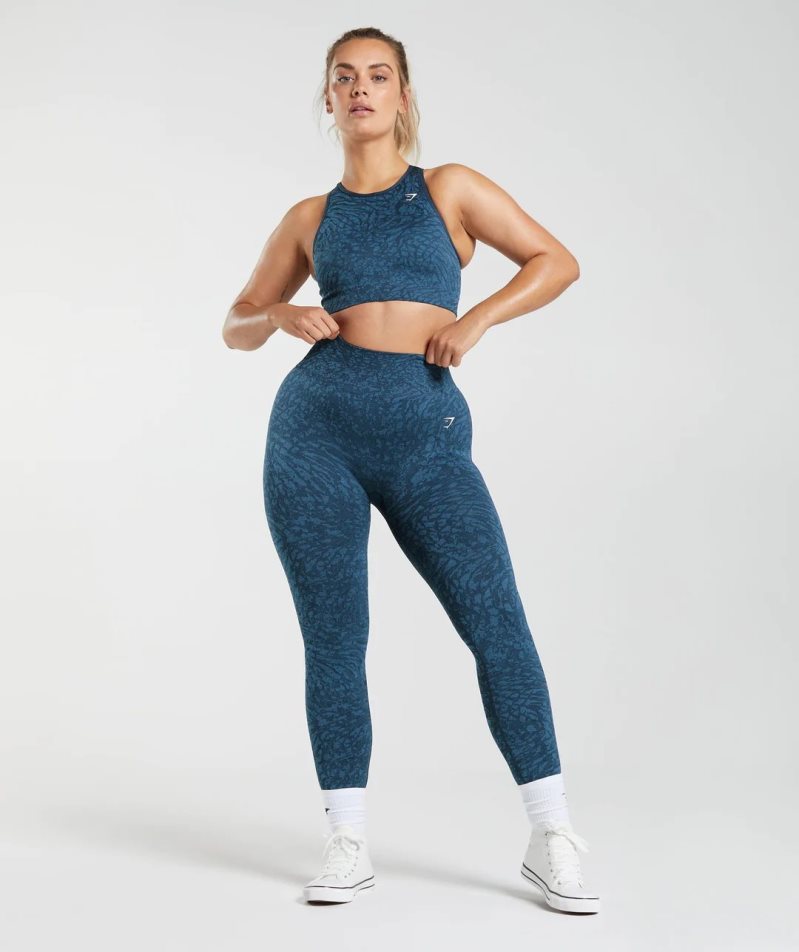 Gymshark Adapt Animal Seamless Leggings Damen Navy | 31054BZTK