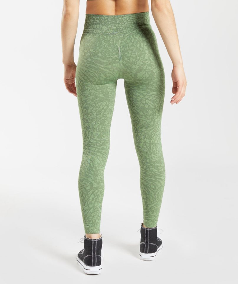 Gymshark Adapt Animal Seamless Leggings Damen Grün | 35940JTLM