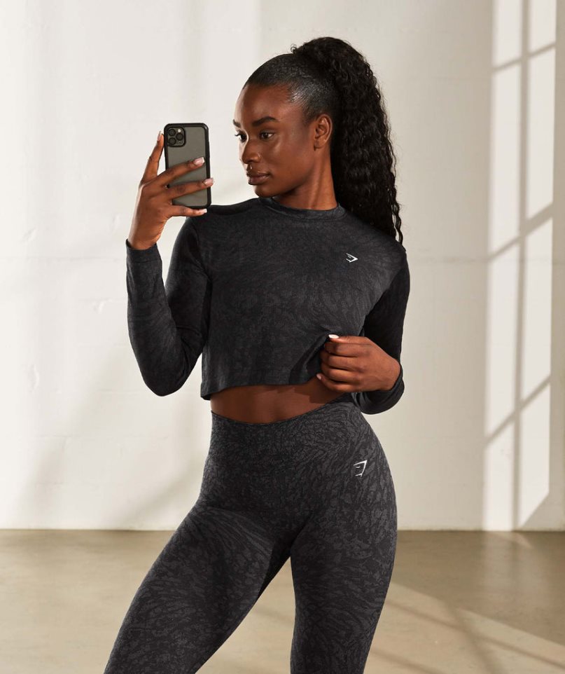 Gymshark Adapt Animal Seamless Leggings Damen Schwarz | 56310WUXA