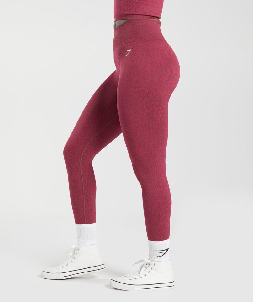 Gymshark Adapt Animal Seamless Leggings Damen Rot | 76253QXFP