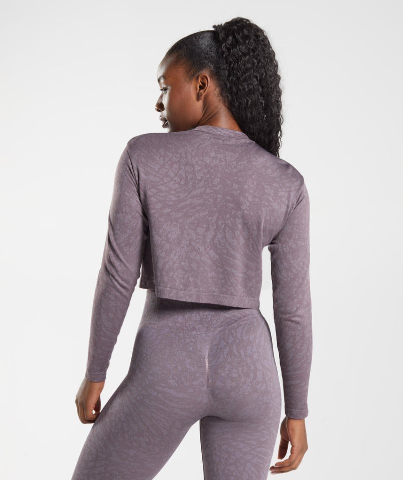 Gymshark Adapt Animal Seamless Long Sleeve Top T-shirts Damen Lila | 64359SJCY