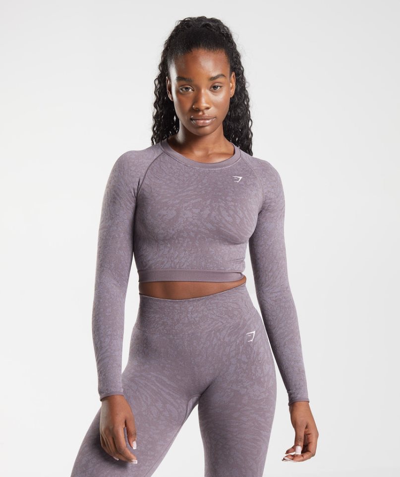 Gymshark Adapt Animal Seamless Spitze Up Back Kurz Geschnittene Oberteile Damen Lila | 18094PQNJ