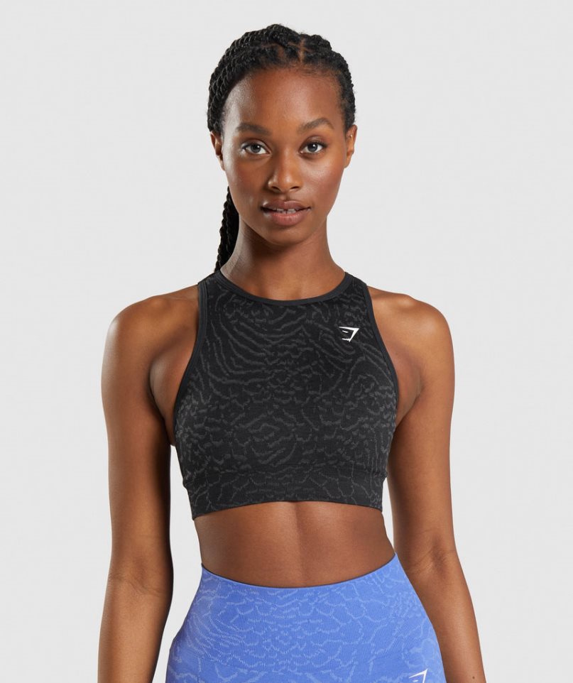 Gymshark Adapt Animal Seamless Sport Bh Damen Schwarz | 29163DQJF