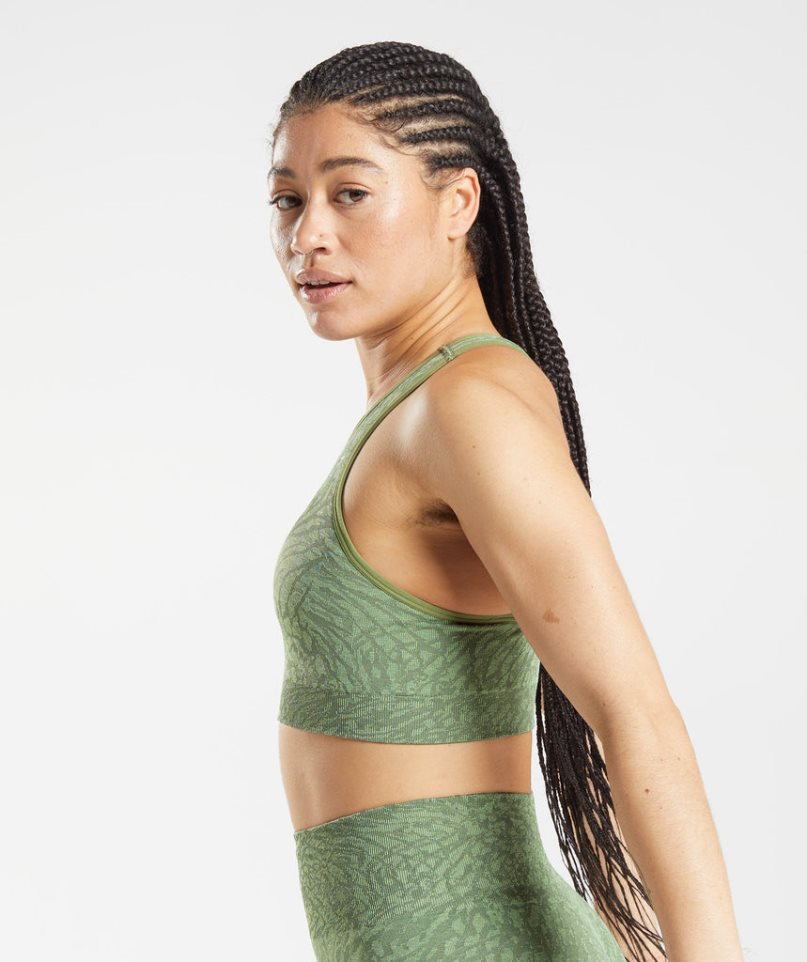 Gymshark Adapt Animal Seamless Sport Bh Damen Grün | 52416MDLB