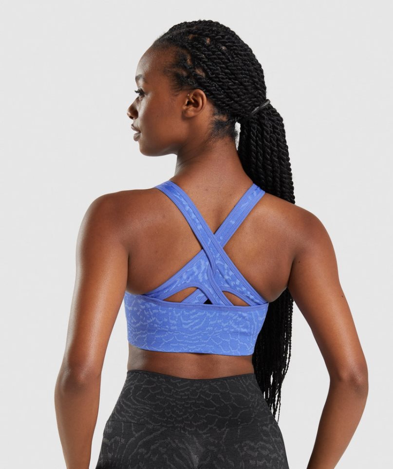 Gymshark Adapt Animal Seamless Sport Bh Damen Blau | 61402FNMI