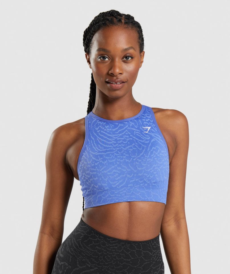 Gymshark Adapt Animal Seamless Sport Bh Damen Blau | 61402FNMI