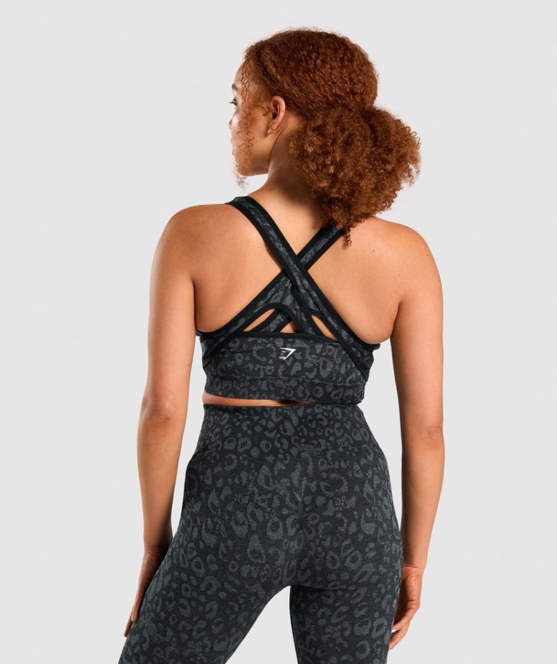 Gymshark Adapt Animal Seamless Sport Bh Damen Schwarz | 98017SUBM