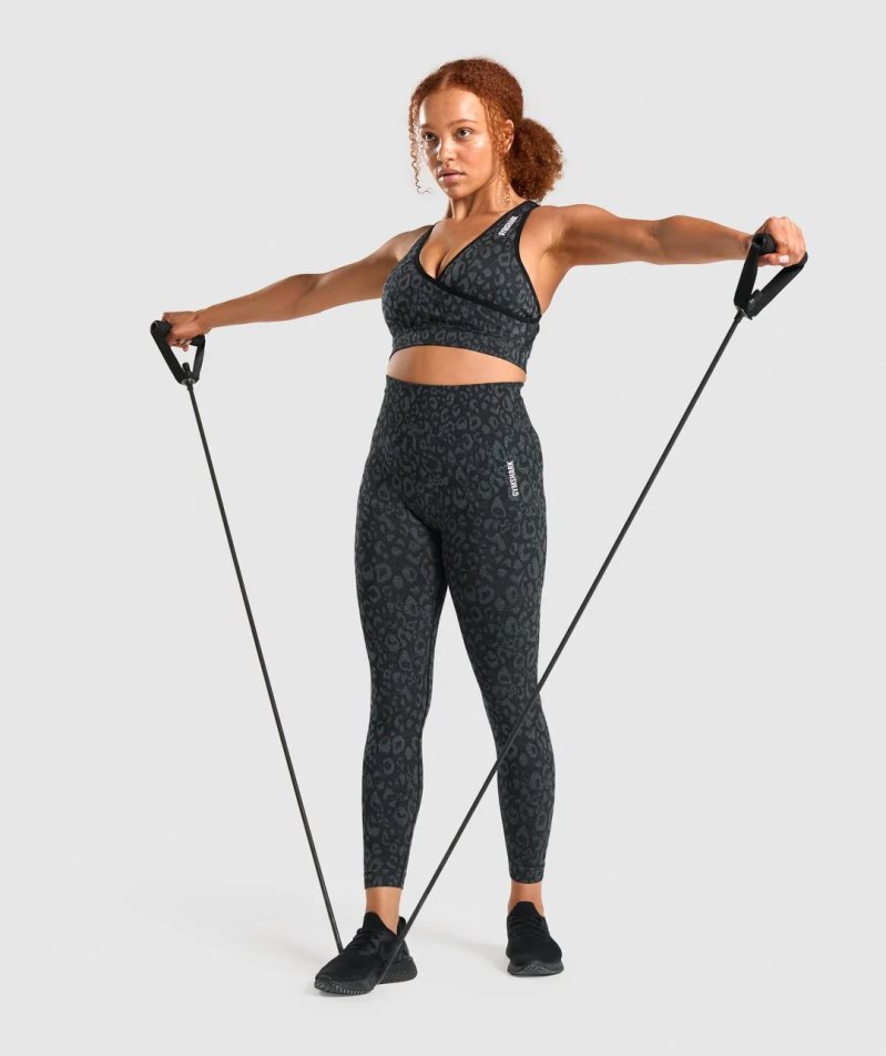 Gymshark Adapt Animal Seamless Sport Bh Damen Schwarz | 98017SUBM