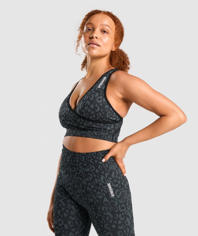 Gymshark Adapt Animal Seamless Sport Bh Damen Schwarz | 98017SUBM