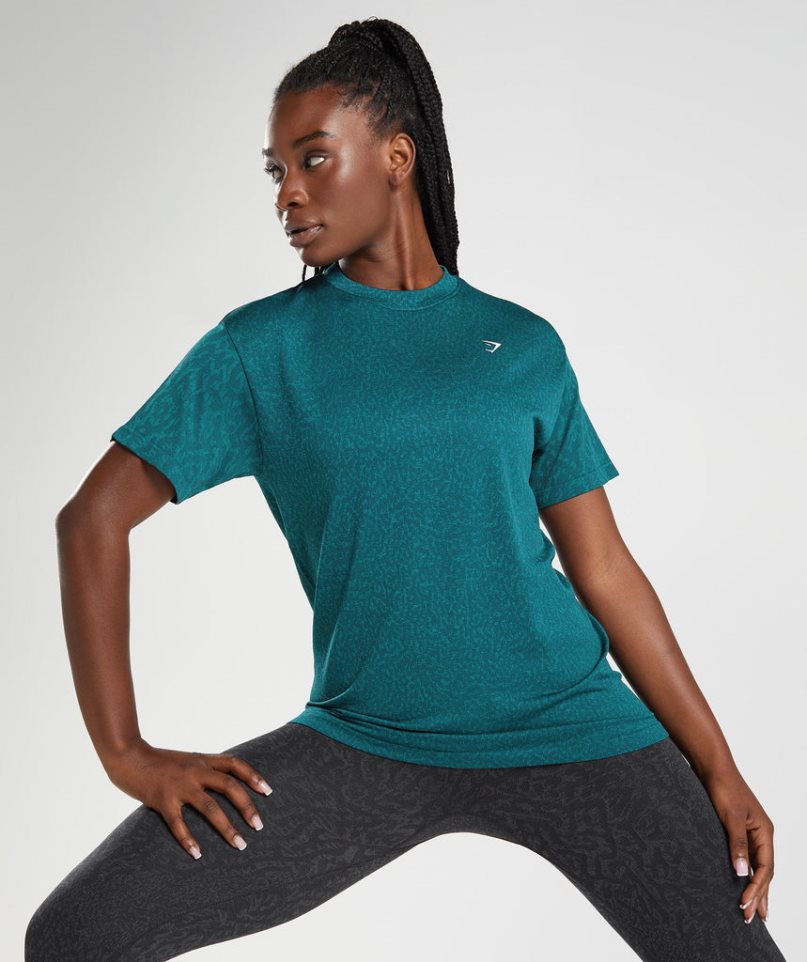 Gymshark Adapt Animal Seamless T-shirts Damen Türkis | 57320BOQZ