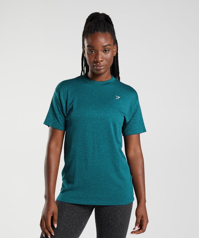 Gymshark Adapt Animal Seamless T-shirts Damen Türkis | 57320BOQZ