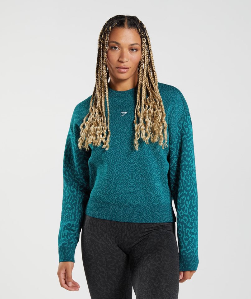 Gymshark Adapt Animal Sweatshirts Damen Türkis | 71094YJAM