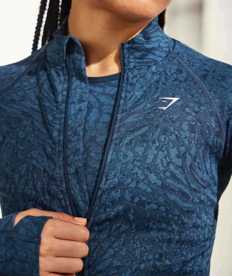 Gymshark Adapt Animal Zip Through Jacke Damen Navy | 75329FMQH