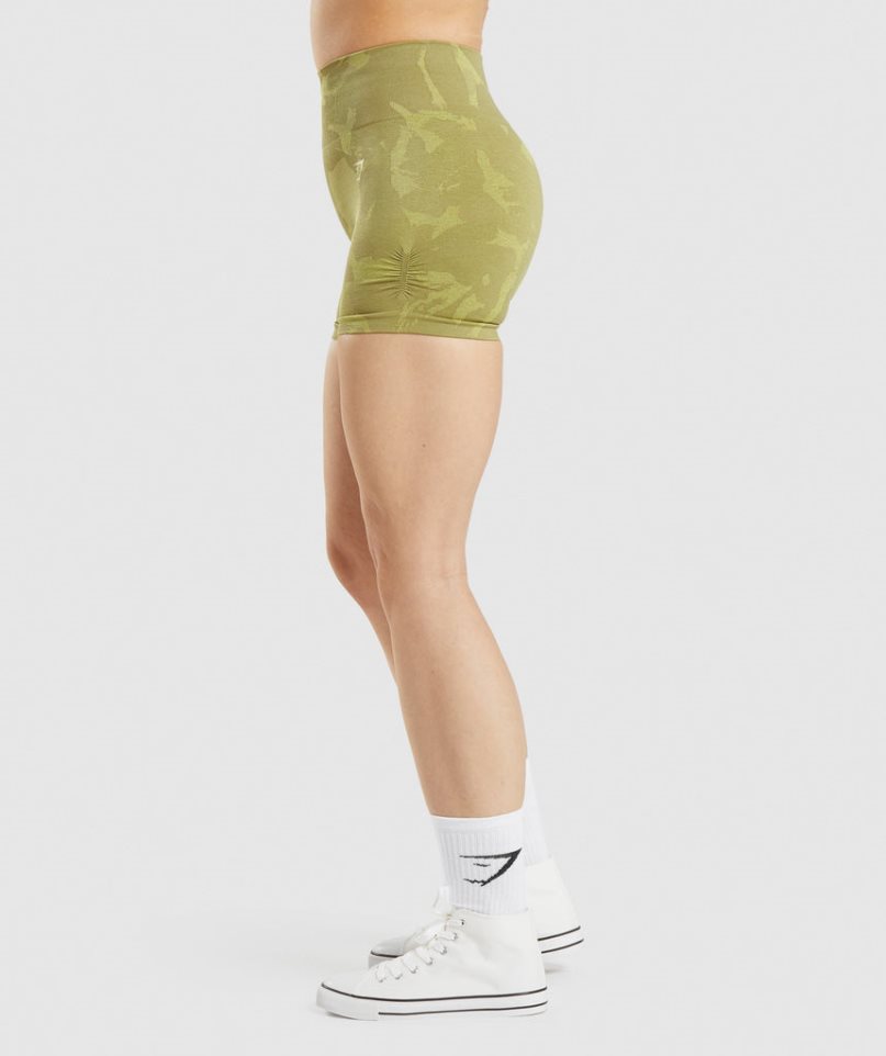 Gymshark Adapt Camo Seamless Kurze Hose Damen Olivgrün | 60438MIVS