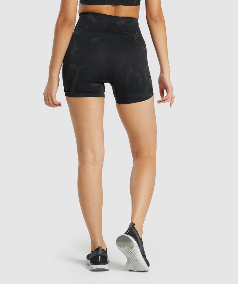 Gymshark Adapt Camo Seamless Kurze Hose Damen Schwarz | 68241OPZT