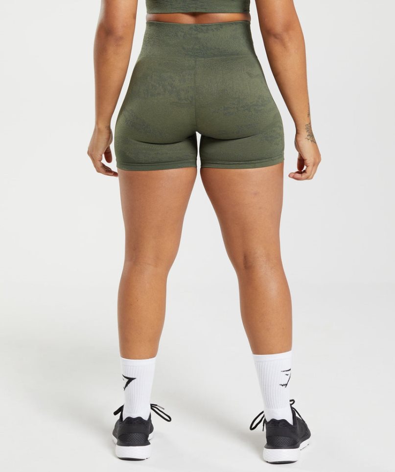 Gymshark Adapt Camo Seamless Kurze Hose Damen Olivgrün | 70539YXQV