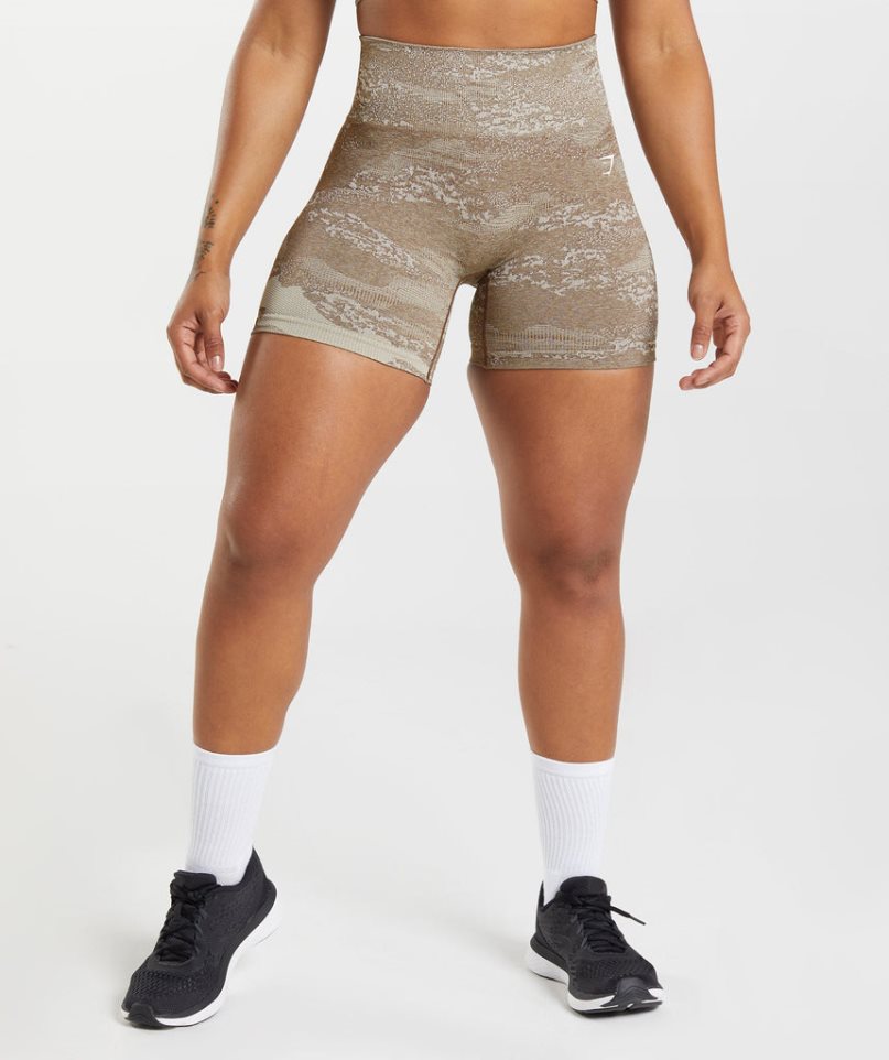 Gymshark Adapt Camo Seamless Kurze Hose Damen Olivgrün | 95418URPN