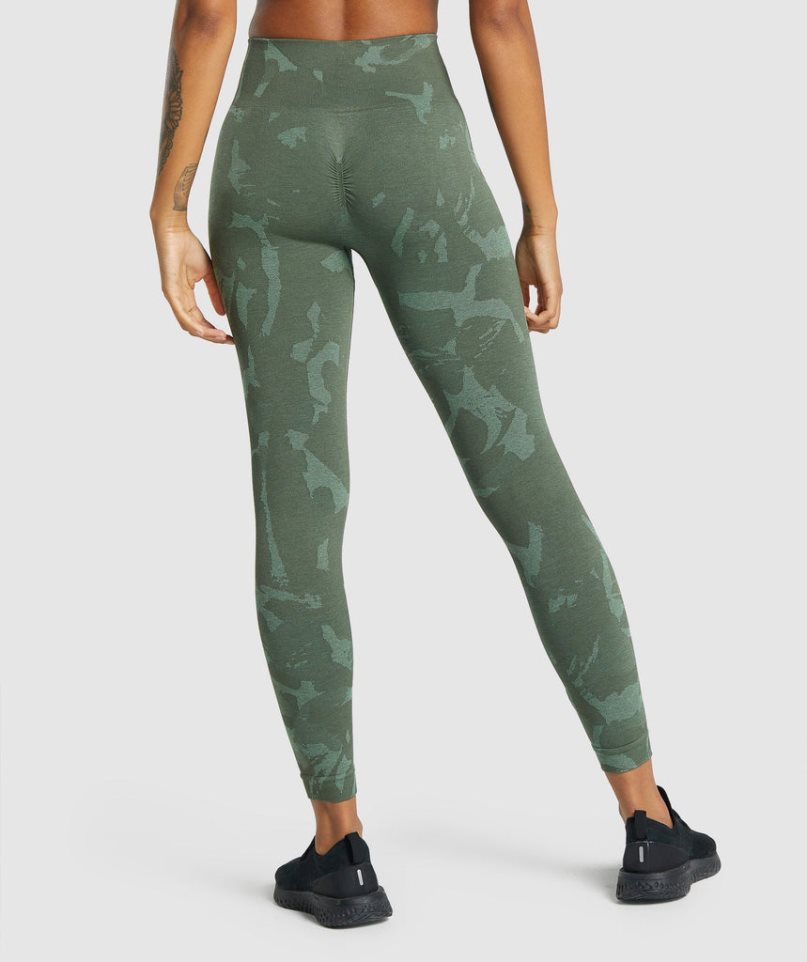 Gymshark Adapt Camo Seamless Leggings Damen Grün | 24639XAGE