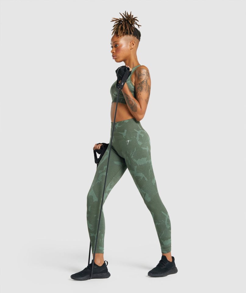 Gymshark Adapt Camo Seamless Leggings Damen Grün | 24639XAGE