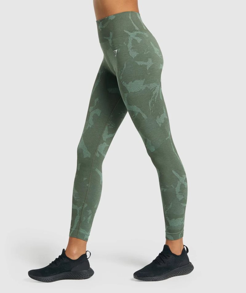 Gymshark Adapt Camo Seamless Leggings Damen Grün | 24639XAGE